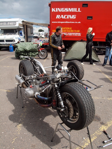 Moorespeed tuned racing sidecar, with the shell off, ridden by Jon Perkins.